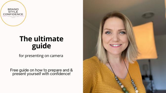 This is a headshot of Kerrie Wyatt sharing the link to download the ultimate guide for presenting on camera free download